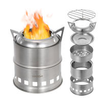 Estufa De Camping Lixada De Acero Inoxidable Para Leña Y Alcohol Estufa De Cocina Al Aire Libre Para Picnics BBQ Viajes Sin Ventilador - details 0