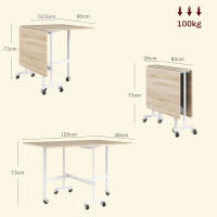 HOMCOM Mesa Plegable de Comedor para 4-6 Personas Mesa de Comedor Plegable con Ruedas y Alas Abatibles Mesa Abatible para Cocina Salón 120x80x73 cm Roble - details 2