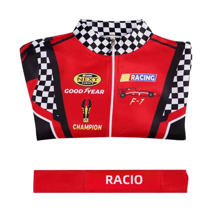 Traje De Carreras Para Niños Rojo Clásico Unipersonal Uniforme De Entrenamiento ATV Drift Polyester Transpirable Traje De Karting Off-Road - 1