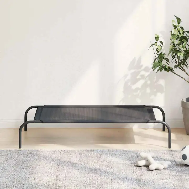 Cama de perro elevada negra textilene L - 1