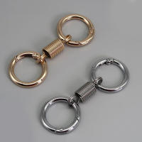 Llavero De Doble Bobina De Primavera Con Anillo Y Hebilla Para Coche Gancho De Escalada Antipérdida Accesorios Para Llaveros Regalo - details 3