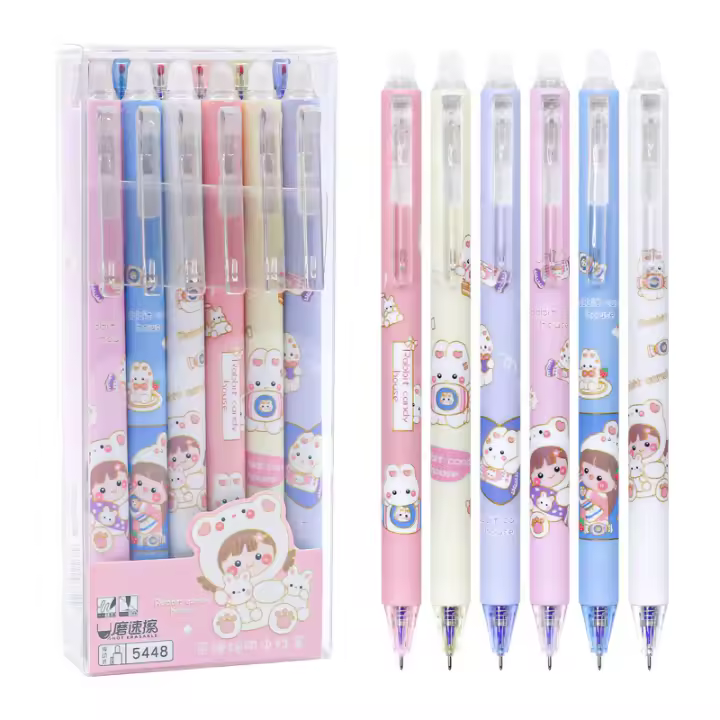 1pc Sello De Conejo Kawaii Borrable Gel Pluma Suministro Escolar Y De Oficina Pluma Gel Cute Regalo Para Niñas Y Estudiantes - 1