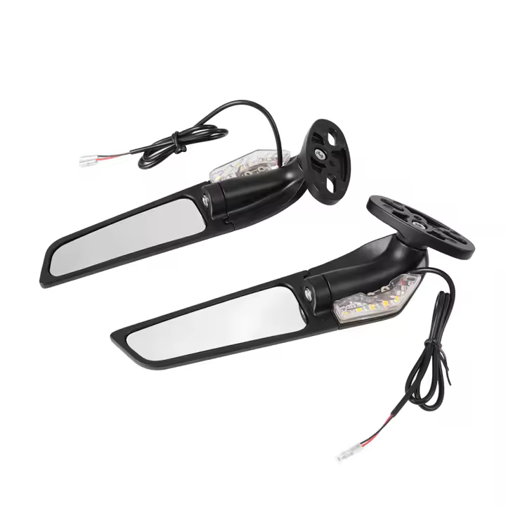 Espejos Lateral Rearview Ajustable Rotativo Con Luz LED Para Motocicleta Yamaha YZF R1 R6 R25 R3 Suzuki GSXR Aluminio CNC Vidrio Y Plástico ABS - 1