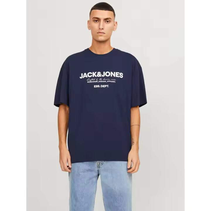Jack & Jones hombre Camiseta de Algodón Regular Fit - Amplio Mod JJGALE Logo estampado Moda Casual Informal REF 247782 - 1