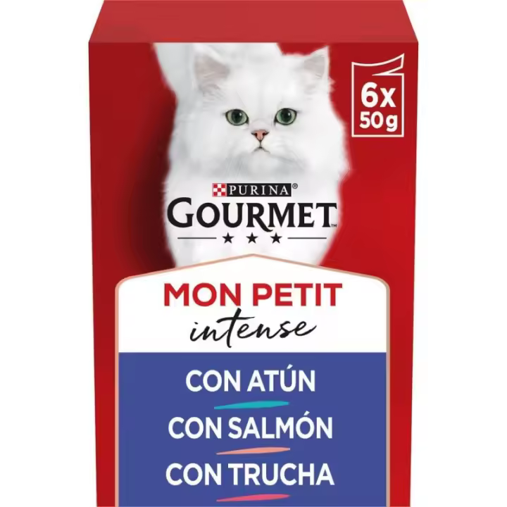 Gourmet Mon Petit Selección Pescados en Salsa. Pack de 8 cajas - Comida húmeda para gatos sabor pescado - 1