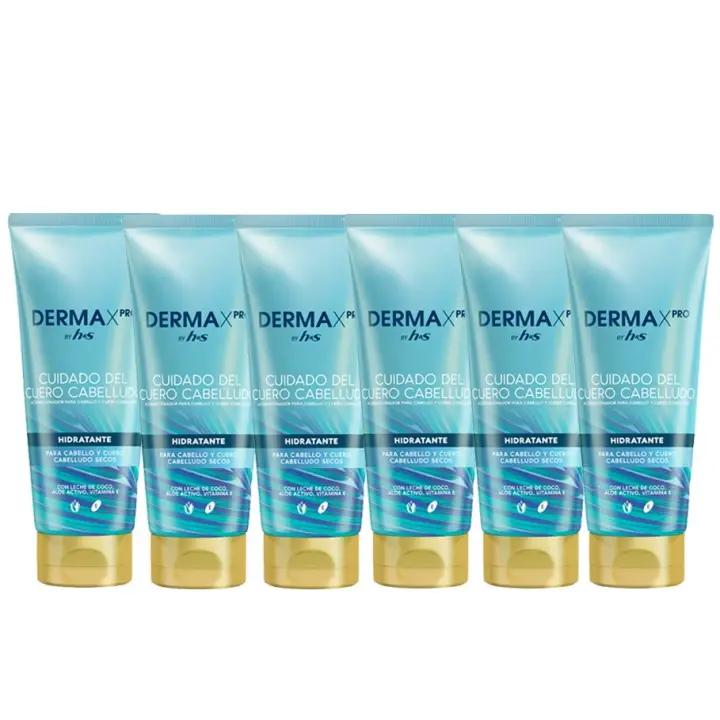 H&S DERMAXPRO Acondicionador Hidratante Para Cabello Y Cuero Cabelludo – Con Aloe Activo, Vitamina E Y Leche De Coco, 6x220ml unidades - 1