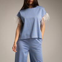 Conjunto mujer a rayas con mangas de pluma – look elegante y atrevido – WA Wild Animal – talla única - details 2