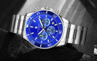 Reloj De Hombre SAPPHERO En Acero Inoxidable Dorado Con Cronógrafo Y Calendario Resistente Al Agua Pantalla Analógica-Digital Estilo Casual - details 11