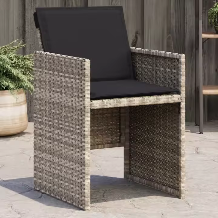 vidaXL Sillones de jardín (4 unidades) con cojines ratán sintético gris claro - 1