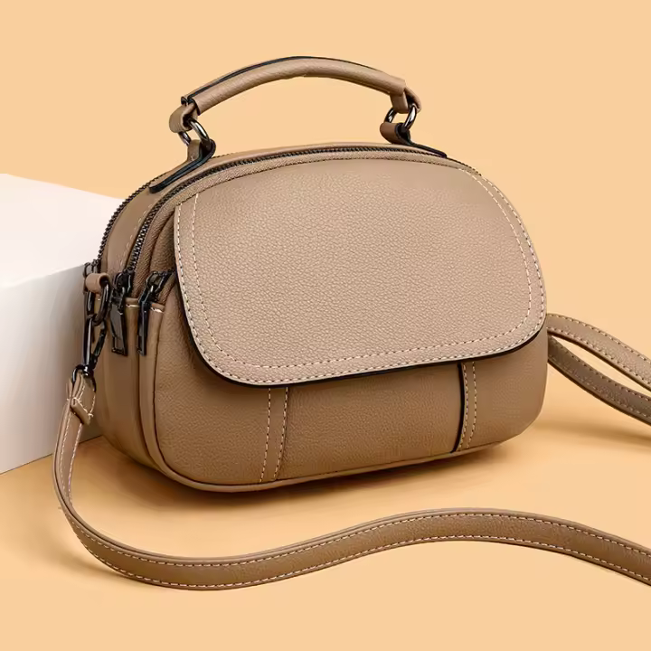 Bolso De Hombro Para Mujer Lujo Con Doble Cremallera Cuero PU Suave Bolso Cruzado Con Teléfono Monedero Clutch De Moda Estilo Mariposa - 1