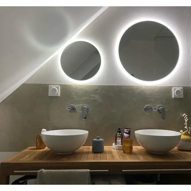 CustomGlass Espejo de Baño con iluminación Led Redondo Varias Medidas con Forma Circular de Pared - 1