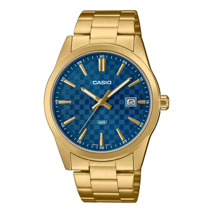 RELOJ CASIO MTP-VD03G-2AUDF COLLECTION DE HOMBRE DORADO ESFERA AZUL CARBON - 1