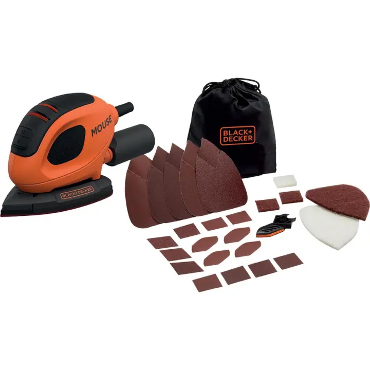 Black & Decker LIJADORA MOUSE BEW230BC-QS 55W con Bolsa y Accesorios para Suministros Industriales - 1