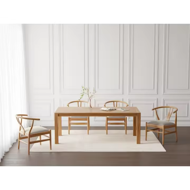 Vente-unique - Mesa de comedor para 8 personas de madera de teca - Natural - AMILA - 1