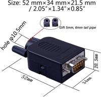 Adaptador de conector de bloque de terminales de 9 Pines a series D-SUB RS232 sin Soldadura, Placa de conexión con carcasa, tubos largos, tubo de escape (macho + membrana) - details 3