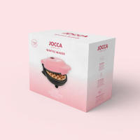 Gofrera rosa redonda Jocca con placas antiadherentes, diseño compacto en 12cm, compartimento para cable, carcasa de tacto frío, 500W de potencia. Gofres perfectos en 2-3 Minutos - Ideal para desayunos y postres. - details 2