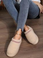 Botas De Nieve Para Mujer Con Suela De Cashmere Grueso Y Plataforma Botas Cortas De Algodón Con Flip-flops Planas Cierre De Cordón Suela De Goma Talla Única - details 3