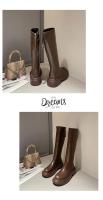 Botas Largas Para Mujer Con Forro Polar Zapatos De Caballero De Otoño E Invierno Européicos Y Americanos Talla 42 - details 22