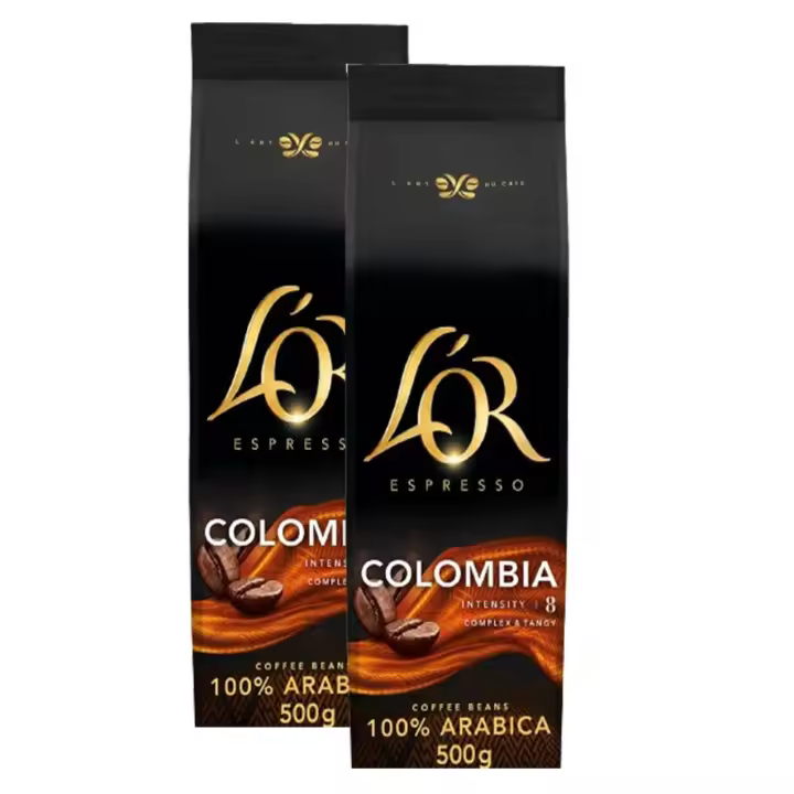 PACK de 2 - L'Or Lor Café Expresso Colombia en Grano Natural 100% 500g | Distinción del Café Colombiano - 1
