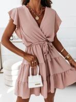 Vestido de Mujer para Verano-Silueta femenina con detalle de anudado en cintura y combinación de tejidos - details 15