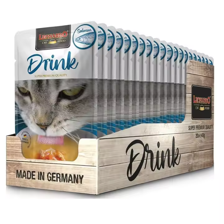 Leonardo Drink Sopa de Salmón 20 Sobres x 40 gr - Alimento complementario para gatos adultos que favorece la ingesta de líquidos - 1