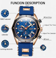 Reloj De Pulsera De Lujo LIGE Para Hombre Cuarzo Deportivo Resistente Al Agua Con Correa De Silicona Y Función Cronógrafo - details 3