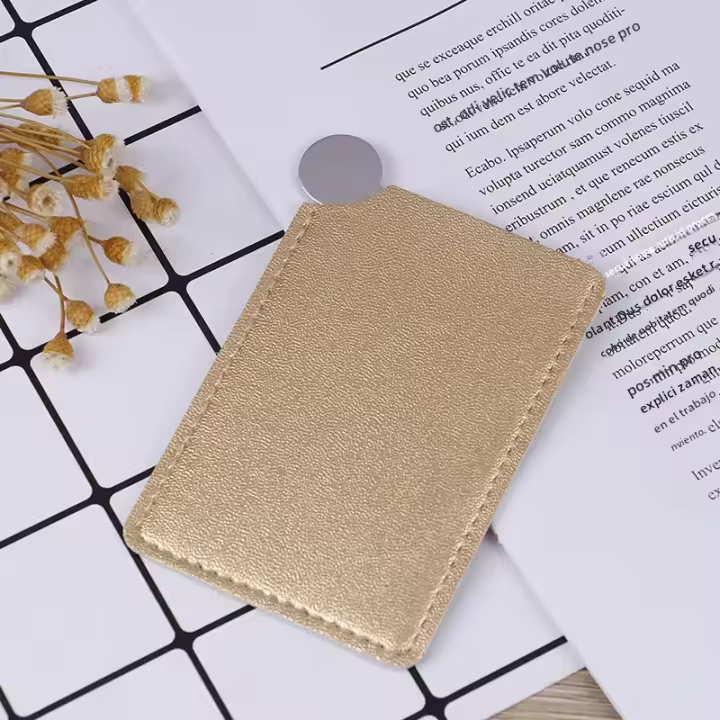 Espejo De Viaje Portátil De Acero Inoxidable Resistente Al Roto Con Bolsillo Para Tarjetas Espejo De Maquillaje Rectangular De 6 Pulgadas Estilo Chino - 1