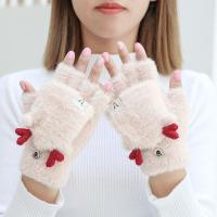 Guantes De Navidad Con Reino Para Mujeres Y Niñas Estilo Plegable Mitad Dedo Llenos De Terciopelo Y Poliéster Unisex - details 25