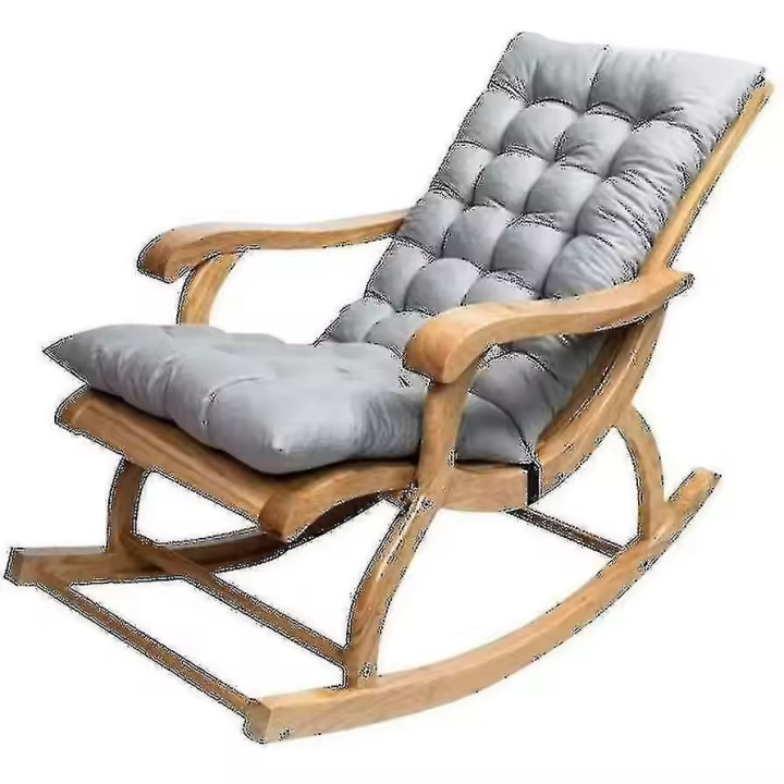 Largo plegable reclinable mecedora Plush de Algodón cojeando de sudadera cojeando de La Silla de Bambú Silla plegable de Madera cojeando de alta calidad gris 1,2 metros - 1