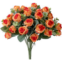10 Cabezas De Flor Artificial Rosa De Seda Con Hojas De Eucalipto Y Peonía Para Decoración De Mesa Boda Vaso Hogar - details 2