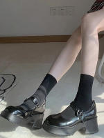 3 Pares De Calcetines Alta Moda Lolita Para Mujer Estilo Blanco Negro Solido Tipo De Calcetines: Media Caña Y Pies Largos - details 5