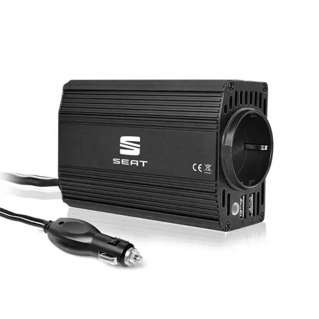 Conversor de corriente original Seat- Convertidor de corriente  con conexión al encendedor del coche 300W/ DC12V /AC 230V - 1