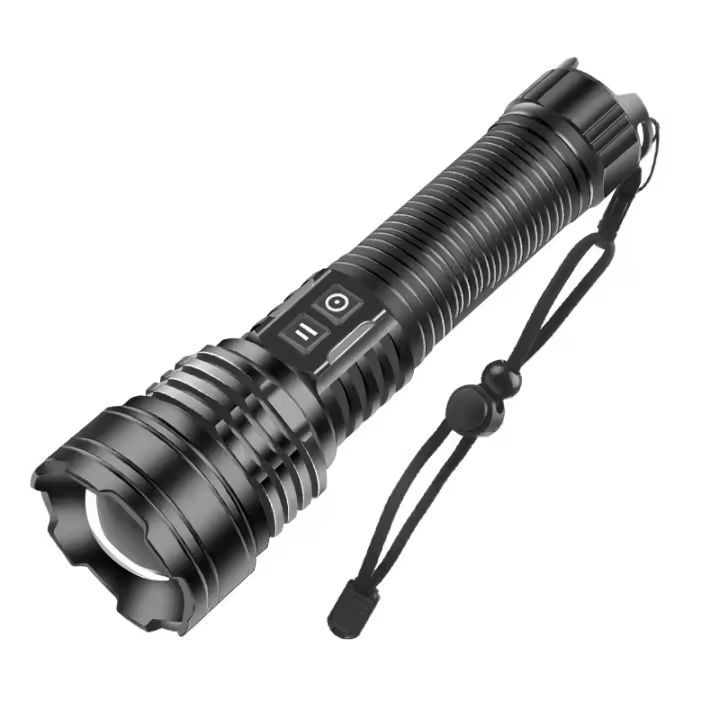 Nueva linterna de luz potente XHP70 compatible con salida de aventura al aire libre impermeable linterna láser blanca de 30 W de largo alcance - 1