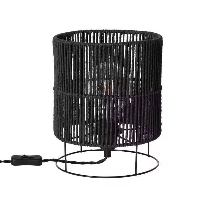 Ledkia Lámpara de Mesa de Papel Trenzado Khalo Negro - 1