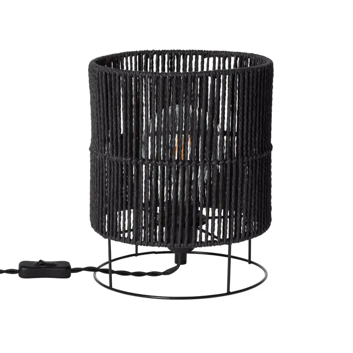 Ledkia Lámpara de Mesa de Papel Trenzado Khalo Negro - 1
