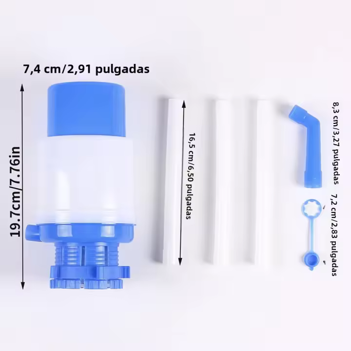 Bomba Manual Para Botella De Agua Con Tubo Y Tapa Cortos Adicionales Apta Para Mayoría De Botellas De 5 Galones Plástico - 1