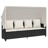 vidaXL Tumbona con capota y cojines ratán sintético Negro y crema, Marrón y crema, Gris Sillas de Exterior Ideal para jardín, playa, piscina, terraza Tumbona Piscina Tumbonas Playa Tumbonas Jardín Exterior - details 1