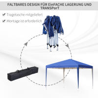 Gazebo aprox. Carpa de Jardín with Bolsa, camping Jardín gazebo, Azul 3x3m Imperable estable a prueba de frío pop up gazebo plegable Protección UV Tienda plegable - details 1