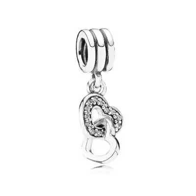 Charm Pandora colgante corazones entrelazado 791242CZ - 1