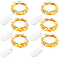 6 Pack Luces Faeiras LED Operadas Por Batería Cadena De Luz Impermeable Con Hilo De Plata Para Decoración De Bodas Y Fiestas En El Dormitorio Patio Y Navidad - details 1