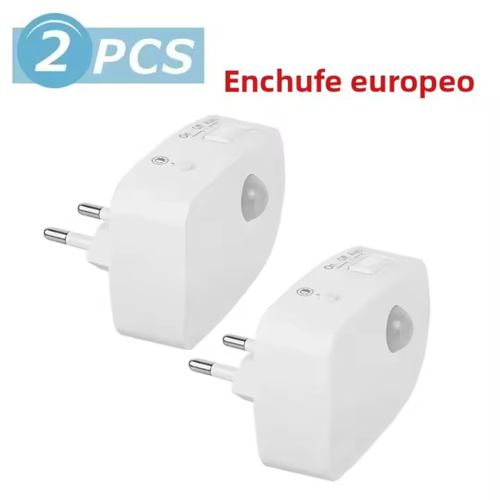 Lámpara Nocturna LED Mini Con Sensor De Movimiento PIR 3 Modos Para Dormitorio Lámpara De Borde De Cama Iluminación Para Armario Pasillo Baño Con Enchufe EU - 1