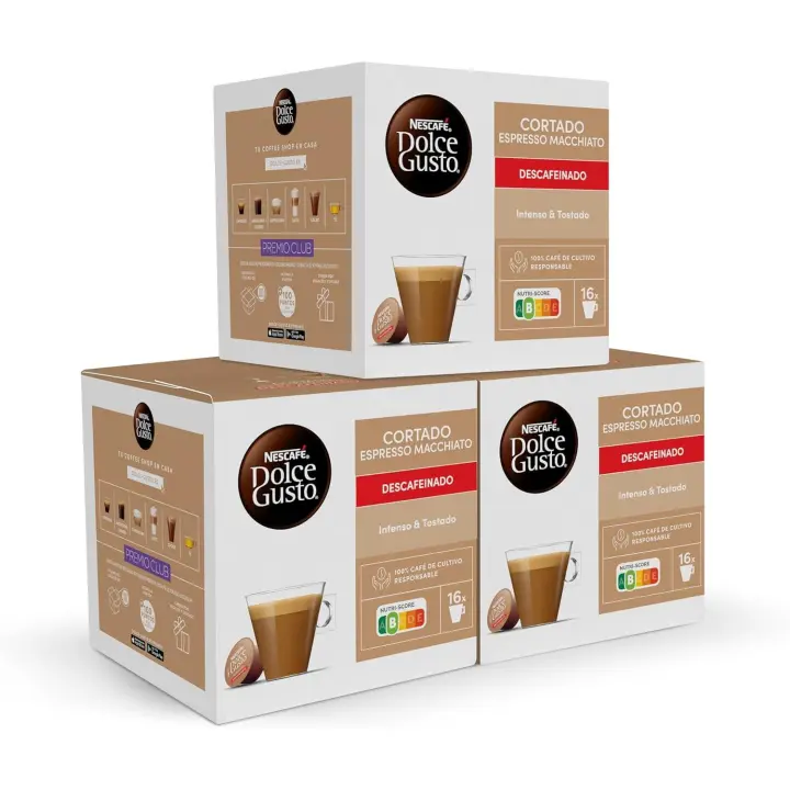 NESCAFÉ Dolce Gusto Cortado Descafeinado, 48 cápsulas, ( pack 3x 16) - 1