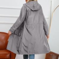 Abrigo De Trench Para Mujer Con Capucha Y Mangas Largas De Color Sólido Estilo Británico Elegante Con Rayas Y Chaqueta Recta Impermeable Para Todas Las Estaciones - details 43