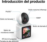 Cámara de Interior orientable, videollamadas, cámara Inteligente, Monitor de bebé, vigilancia de vídeo, Pantalla HD de 2,8 Pulgadas, con Infrarrojos nocturnos - details 6