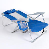 Aktive - Silla de playa plegable con respaldo reclinable 5 posiciones, 49x56x78 cm, fabricada de aluminio y textileno, con cojín, bolsillos laterales y topes antivuelco, máx. 110 kg, sillas de playa, sillas plegables, accesorios verano - details 2