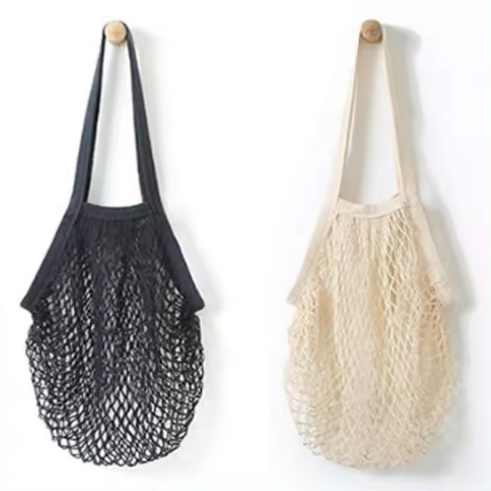 2 bolsas de Malla de Algodón reutilizables, organizador portáthil, Bolso de Bolsos, Bolso de mano, Bolsa de almacenamiento para el patio - 1