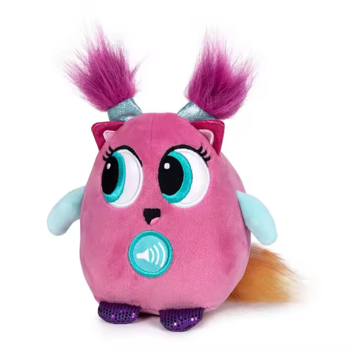 Muñeco Crazy Kuki púrpura que repite tus frases con voz divertida - 1