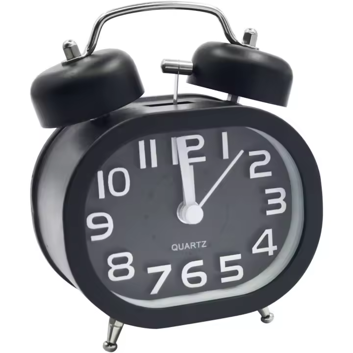 Despertador retro, despertador silencioso de cuarzo, despertador matutino, analógico, mesita de noche, de viaje, despertador, de metal, con doble campana, funciona con pilas, con luz nocturna, alarma sonora, color verde - 1