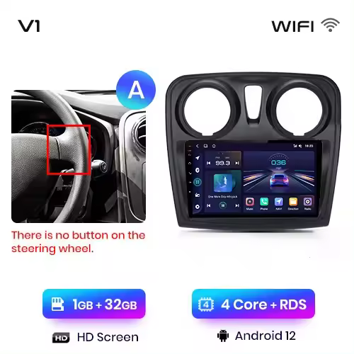 Junsun Android 13 Radio Para Renault Logan 2 Sandero 2014 2015 2016 2017 2018 2019 DSP Navegación GPS Reproductor Multimedia 2 DIN Inalámbrico CarPlay Android Auto Radio - 1