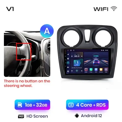 Junsun Android 13 Radio Para Renault Logan 2 Sandero 2014 2015 2016 2017 2018 2019 DSP Navegación GPS Reproductor Multimedia 2 DIN Inalámbrico CarPlay Android Auto Radio - 1